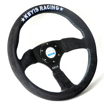 Key's Racing FLAT Type Black Suede Steering Wheel 350mm
