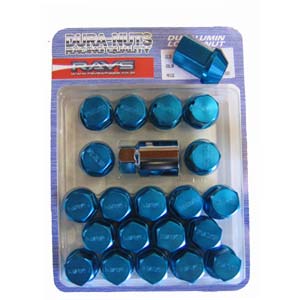 RAYS Standard Type Duralumin Lock & Nut Set - Blue