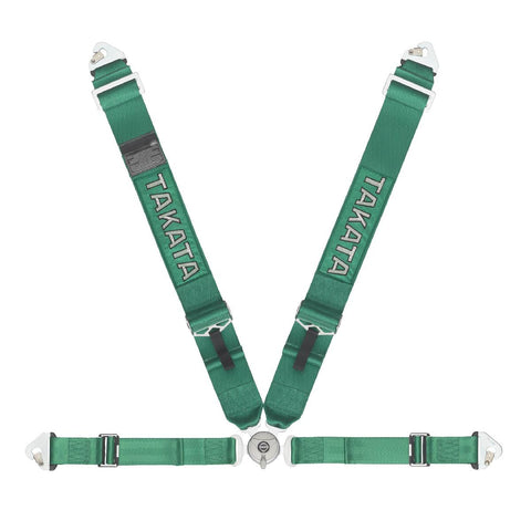 Takata Race 4 4-point snap-on Harness - Green