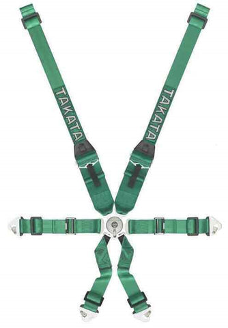 Takata Race 2x2 6-point snap-on Harness - Green